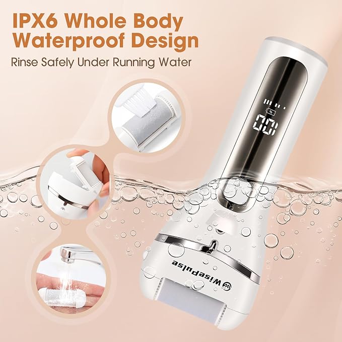 Electric Foot Callus Remover, Rechargeable Portable Electronic Foot File Pedicure Tools, Electric Callus Remover for Feet with 3 Rollers, IPX6 Waterproof Foot Care for Dead Skin, Ideal Gift