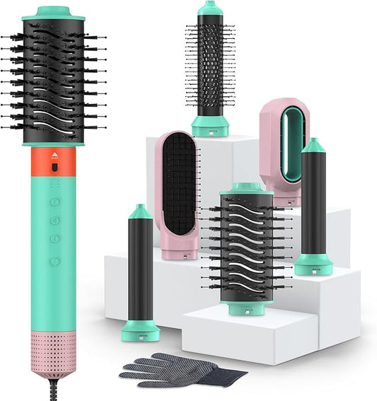 Blow Dryer Brush 6-in-1, Professional Hot Air Styler with Negative Ion, 110000RPM High-Speed Auto-Curlers Hair Styler-Fast Drying, Hot Air Brushes for Curling Volumizing Straightening No Heat Damage
