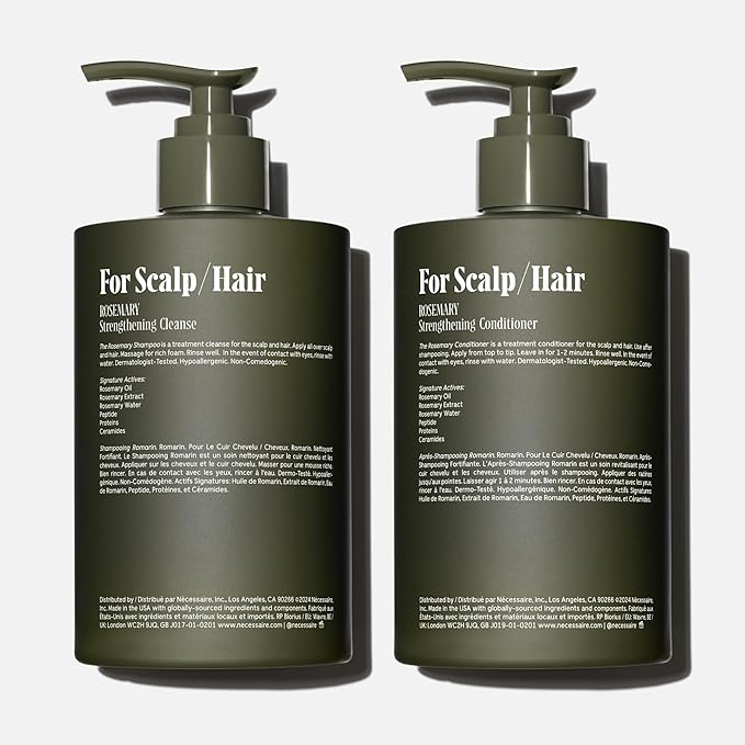 Nécessaire Rosemary Hair Duo - Shampoo and Conditioner Set for Women + Men. Rosemary Oil + Proteins For Stronger Hair. 500 ml / 16.9 fl oz