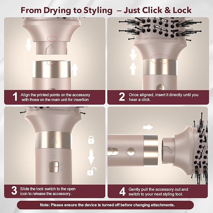 Dual Voltage StyleVibe 6-in-1 Air Styler, Hair Dryer & Blow Dryer Brush with Travel Case - Auto Wrap Curls (L/R), Fast Drying, Thermal Brush for Blowouts & Frizz-Free Volume, No Heat Damage