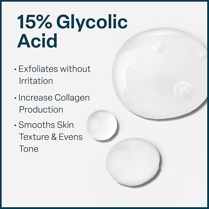 QRxLabs 15% Glycolic Acid Face Serum - Brightening Serum & Dark Spot Corrector - Gentle Face Exfoliator - Anti-Aging Skin Care for Fine Lines & Wrinkles - 1 Fl Oz