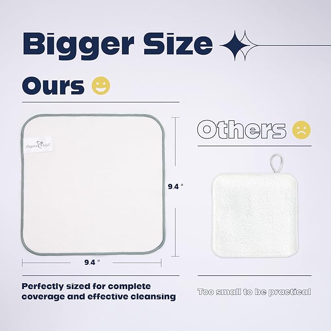 Jingera & Idyll Ultra-Soft Charcoal Fiber Face Washcloth, Facial Towels, Gentle Exfoliating Wipes for Women Cleansing, Wash Cloths, Reusable Makeup Remover, 5 Pack