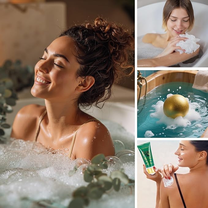 Christmas Gifts for Women - 7 Pcs Pampering Bath and Body Gift Basket Set for Women, Gift with Shower Gel | Valentine's, Birthday, Mothers Day Gifts for Mom, Perfect Gift Set for Mom All Occasion