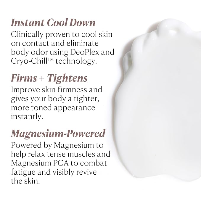 Nakery SkinRecovery Cool + Energize Cooling Body Cream, Magnesium Body Lotion for Hot Flashes, Firming Moisturizer with Menthol and Caffeine, Calming Skincare for Women 50+, Made in USA