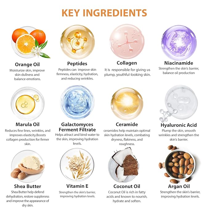 Christmas Gifts for Women, Orange 33 Pcs Facial Kit, Skin Care Gift Set, Self-Care Kit, Spa & Bath & Body Basket Gift, Beauty Bag Set, Collagen Gel Mask, Pampering Kit, Birthday Gift, Mother Day