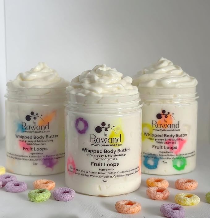 Handmade Fruit Loops body buttercream with Shea, Cocoa & Kokum butter based with natural oils & Hyaluronic Acid - non greasy, moisturizing (Fruit Loops)