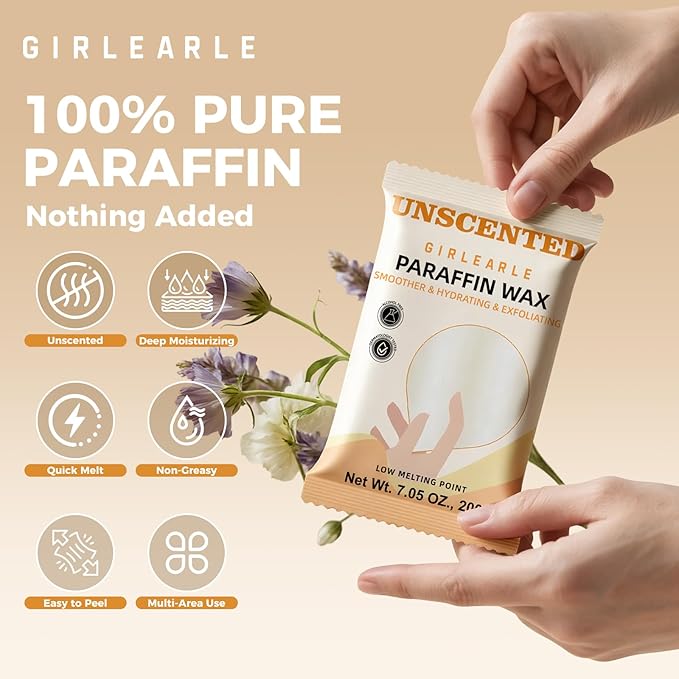 Paraffin Wax Refills 10 Packs Unscented for Paraffin Wax Bath Machine - for Dry Cracked Skin on Hands, Feet, Elbows - Moisturizing Hydration to Relieve Stiff Muscles & Joints