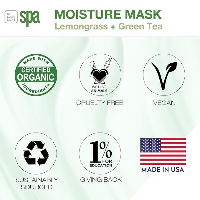 BCL SPA Organic Lemongrass and Green Tea for hands mask, foot mask, and body mask skin care spa treatment for women at home or professional spa with shea butter, argan oil, olive oil, aloe vera 16 oz