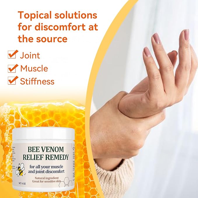 Natural Organic Bee Venom Muscle & Joint Cream, Extra Effective Muscle & Joint Care, for Neck, Hand, Feet, Knee, Muscles, Shoulder, Wrist, Elbow, Ankle, Foot Aches, Arnica, Vitamin B6