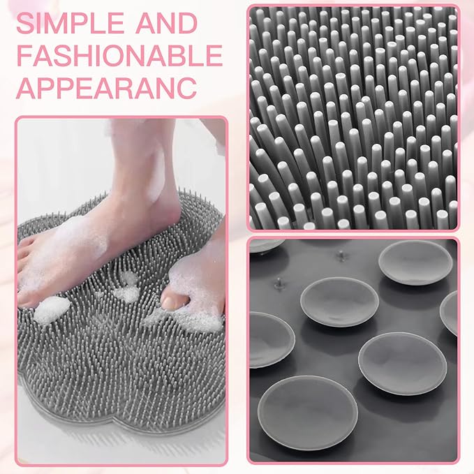 4-Pack Bath Scrubber Mat for Back Scrubbing and Foot Exfoliation - Dual-Use Shower Mats with Non-Slip Suction Cups - Soft, Durable, and Hygienic - Perfect for Full-Body Cleansing and Spa-Like Comfort