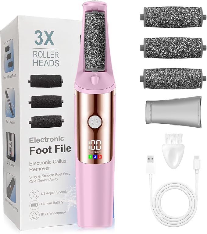 Callus Remover for Feet Rechargeable, Smooth Pedicure Wand Electric Foot File, Professional Pedicure Tools Kits Foot Scrubber for Smoother Feet Ideal Gift, Pedicure Kit Feet Care for Dead Dry Skin
