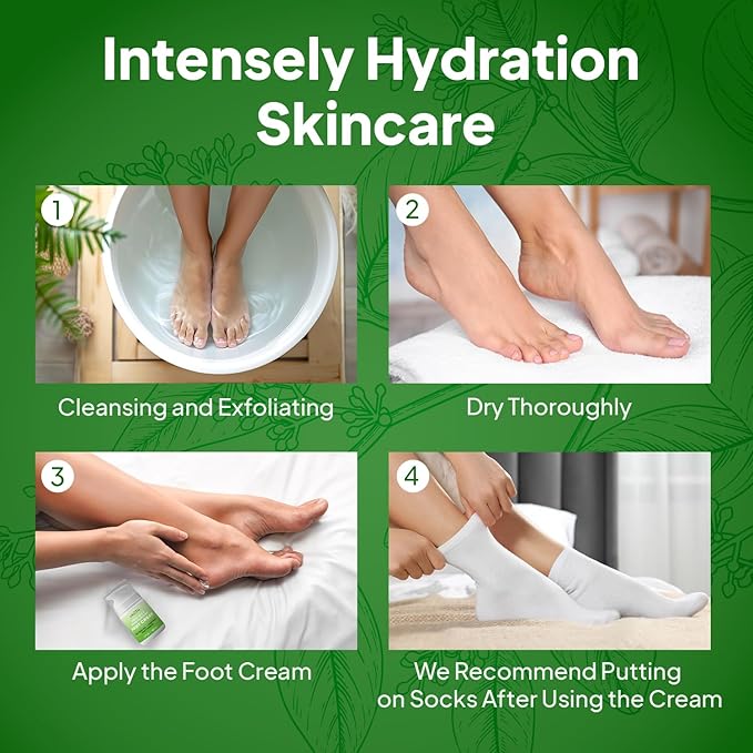 Pumice Valley 2 Pack Foot Cream for Dry Cracked Feet and Heels - Natural Moisturizer, Corn, Calluses Treatment - Skin, Body Lotion, Panthenol, Tea Tree Oil, Menthol 1.7 Oz