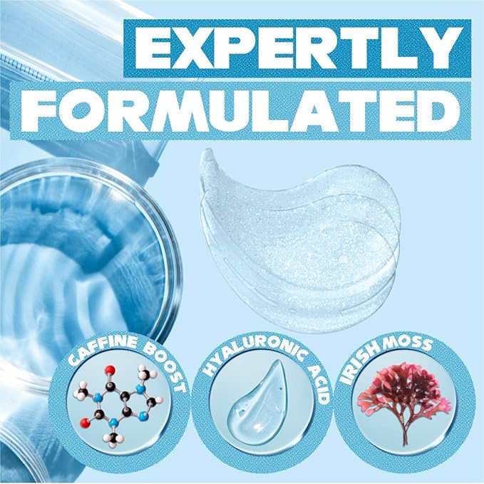 SIRIUSLY BRIGHT Under Eye Patches 28 Pairs, 5-Min Revitalizing Eye Masks with Caffeine Hyaluronic Acid Iris Moss to Reduce Dark Circles and Puffiness, Brightening & Depuffing Gifts for Women