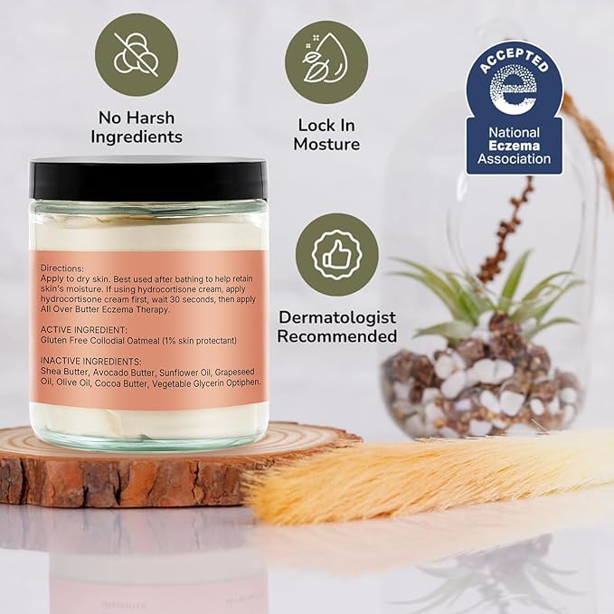 Chatham Natural Skin Care All Over Butter Eczema Relief Cream 3oz, Dry, Itchy Skin, Face, Feet and Hands. Trusted by Families and Steroid Free. Moisturizes and Softens Skin