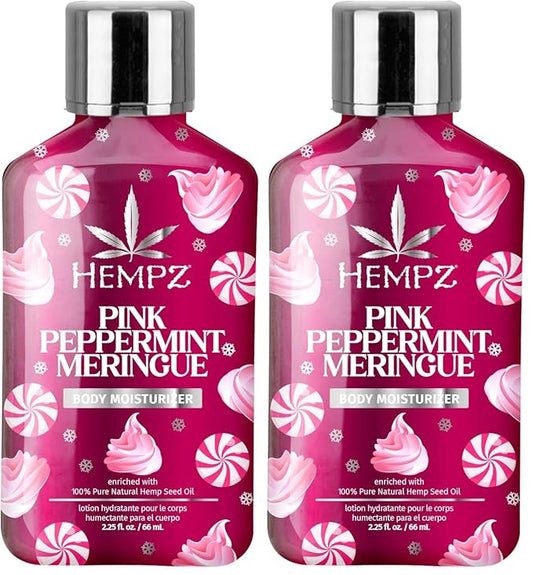 Hempz Pink Peppermint Meringue Body Moisturizer, Body Lotion, Fall Skin Care for Men & Women, Limited Edition (Pack of 2)