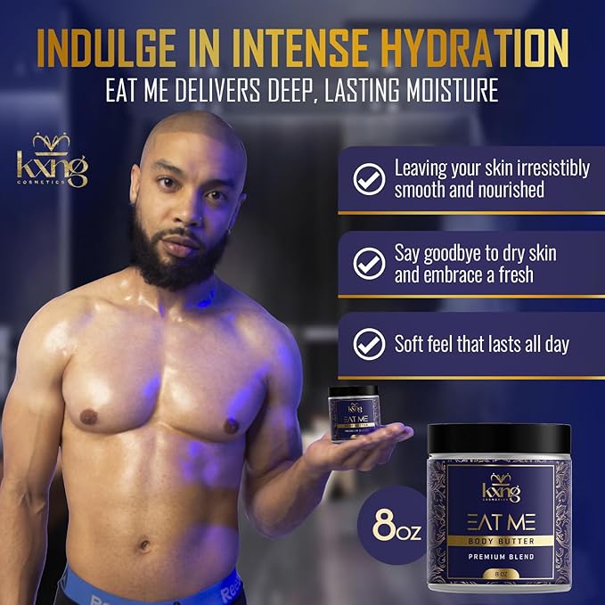 KXNG Whipped Moisturizing Body Butter, Shea Butter Enriched Cream for Dry Skin, Lightweight Hydration for Men & Women, Cruelty-Free