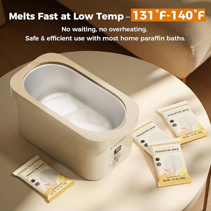 Paraffin Wax Refills 10 Packs Unscented for Paraffin Wax Bath Machine - for Dry Cracked Skin on Hands, Feet, Elbows - Moisturizing Hydration to Relieve Stiff Muscles & Joints