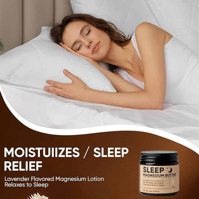 Magnesium Butter for sleep – Magnesium Cream with Arnica & Essential Oils, Shea & Mango Butter for Relaxation – Nighttime MagnesiumLotion for Legs, Arms or Chest(Lavender) (A)