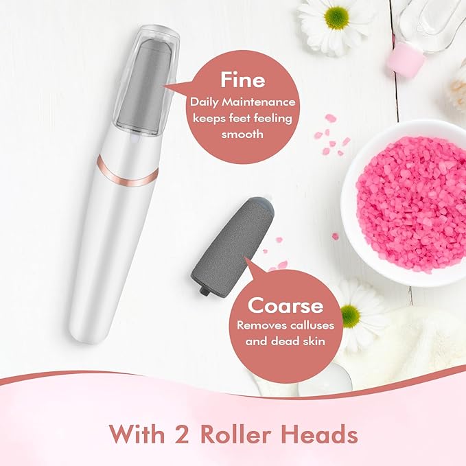Electric Foot File and Callus Remover,Professional Pedicure Tools for Dry, Calluses, Dead, Cracked, Hard Skin,Equipped with 2 Grinding Heads and 1 Cleaning Brush
