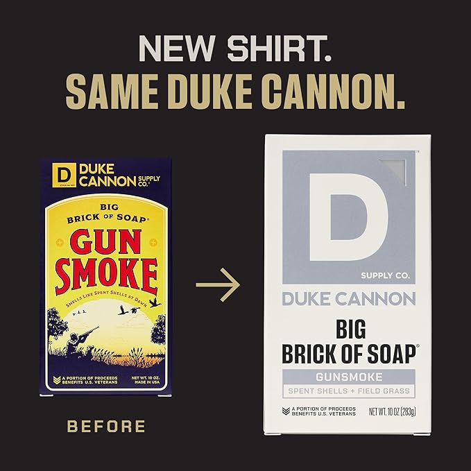Duke Cannon Supply Co. Extra Large Bar Soap - Men's Natural Bar Soap with a Masculine Scent - Spent Shells + Field Grass - Body Soap for Men - All Skin Types - Big Brick of Soap - Gun Smoke (10 oz)