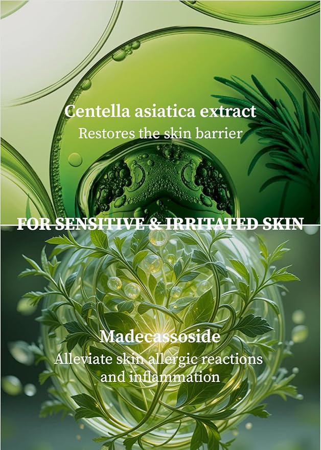 freemay Olive Cica Calming Ampoule Mask, Helps Support Skin Barrier & Calms Look of Redness, Vegan Sheet Mask for Sensitive Dry Acne-Prone Skin, 10 Sheets