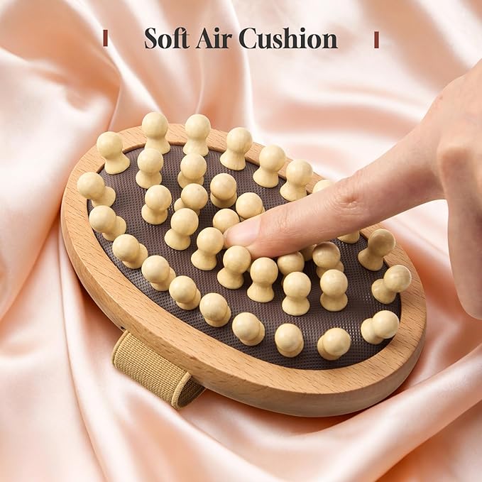 2 PCS Meridian Massage Brushes, Wood Therapy Massage Tools with Essential Oil, Handheld Meridian Brush for Belly Fat, Full Body Relaxation Cellulite Pressure Brushes for Legs, Arms, Back (Brown)