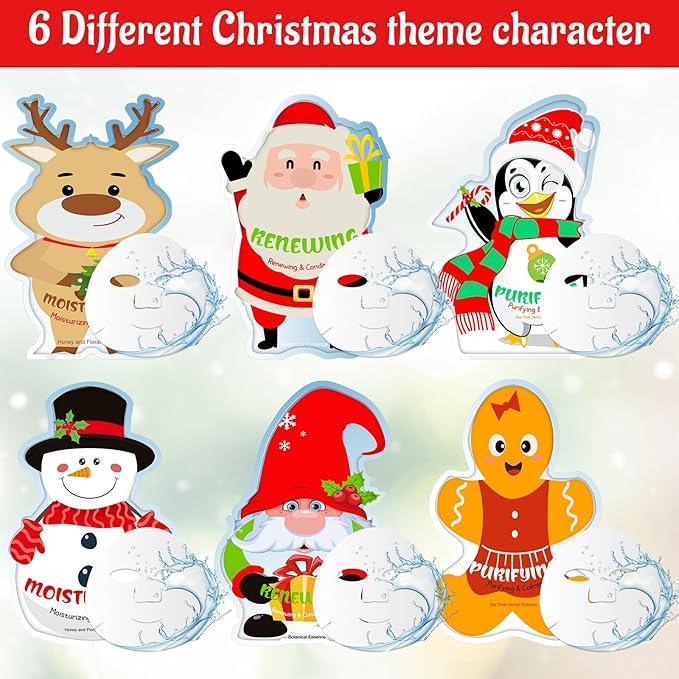 Timgle 36 Pcs Christmas Stocking Stuffers Bulk Facial Masks Skincare Face Sheet Masks Holiday Gifts for Women, Fragrance Hydrating Face Mask Spa Gifts Bulk for Coworker Adults Stocking Stuffer