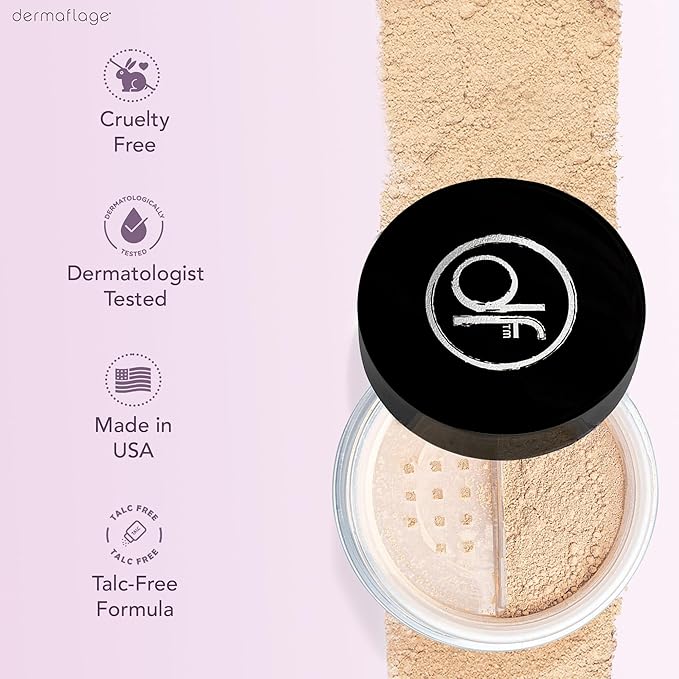 Dermaflage SPF Mineral Powder Sunscreen for Sensitive Skin, All Natural Sunscreen Powder, Broad Spectrum