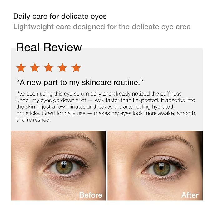 Peptide & Collagen Eye Serum for Hydrated, Smooth-Looking Under Eyes with Niacinamide | Fragrance Free, Sensitive Skin Safe | Korean Skincare, 30ml, 1 fl.oz