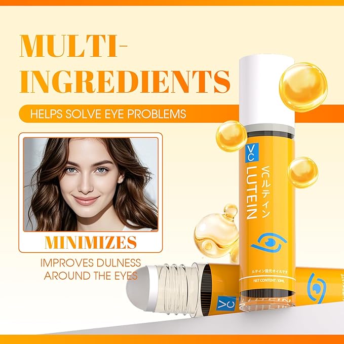 Vc Anti-Wrinkle Eye Serum Oil,Lutein Oil for Eyes for Women & Men with Roller,Suit for Dark Circles & Puffiness,Firming Anti-Aging (2 pack)