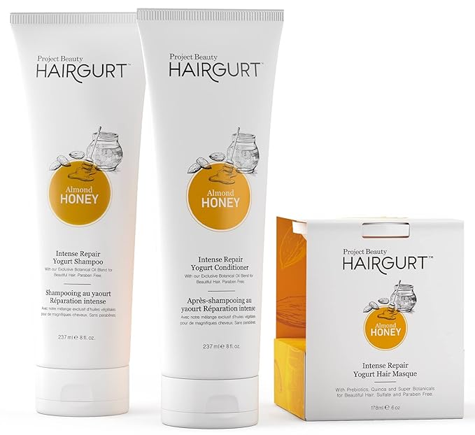 Intense Repair Almond-Honey Conditioner Set, Natural 3-Piece - Shampoo, Conditioner, Hair Mask for Dry, Damaged, Frizzy Hair & Growth, 8.0 fl oz