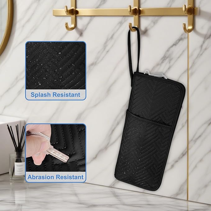 SITHON Hot Iron Holder & Mat, Heat Resistant Hair Tools Travel Bag Portable Hot Tools Organizer Cover Pouch for Curling Irons, Flat Irons, Hair Straightener and Styling Tools (Bag Only) (Black)