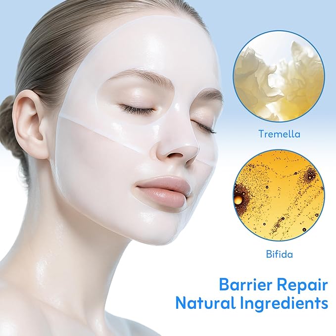 Dewdrop Micro-collagen Hydrating Face Mask by TEQUElA - Two-Piece Transparent Sheet Mask Turns Clear in 30-60 Minutes with 5D Hyaluronic & Tremella Essence for Deep Hydration & Glow