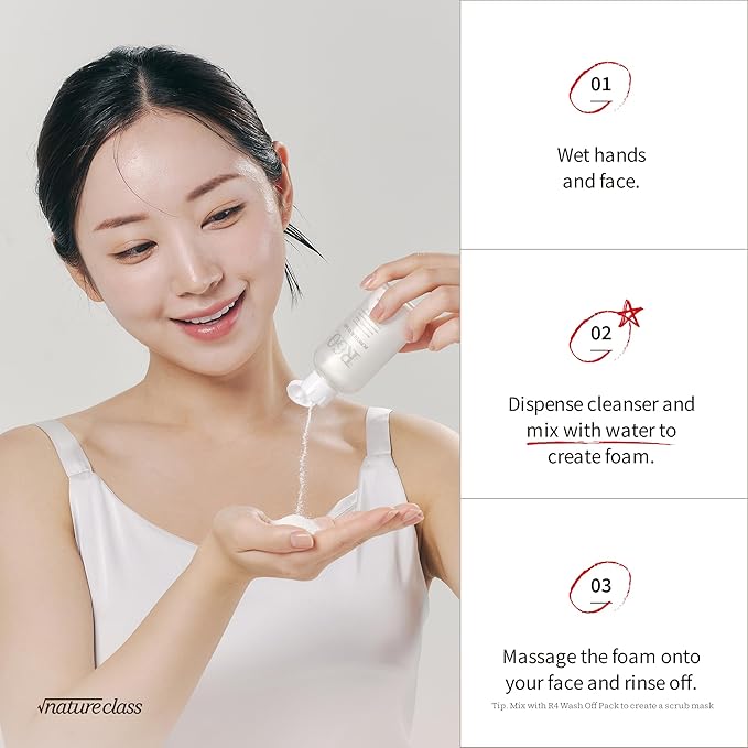 R60 Rice Enzyme Face Wash Powder – Exfoliating Facial Cleanser with Rice Bran Extract, Gentle Powder Wash for Sensitive Skin, Deep Pore Care, Korean Skin Care, Fragrance Free, 1.76oz