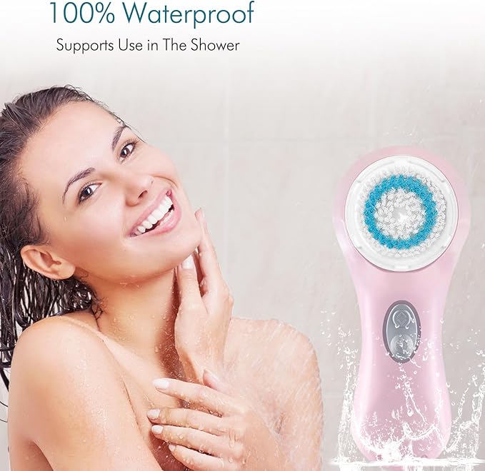 Microtree Electric Facial Cleansing Brush, Sonic Vibrating Rechargeable Face Scrubber Exfoliator, 2 Speeds for Gentle Clean, Face Wash Brush - No Rotation, Safe for All Skin Types