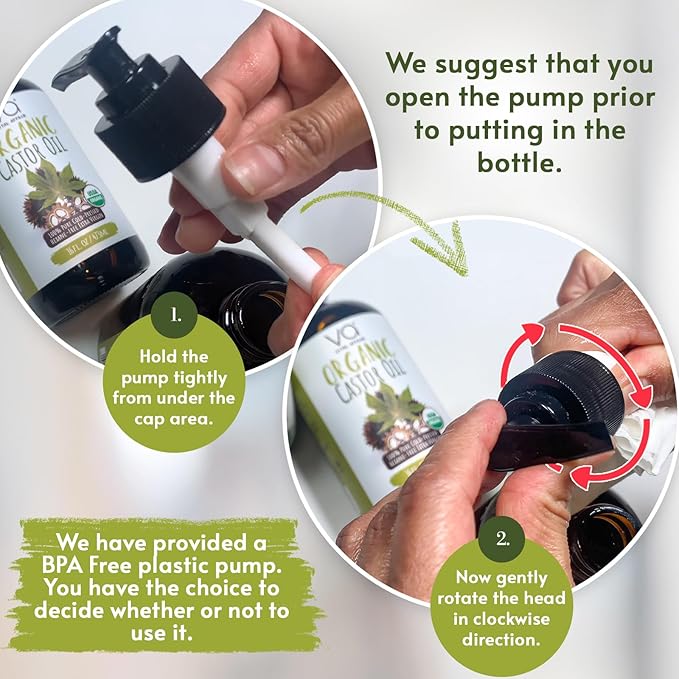 VITAL AFFAIR Organic Castor Oil With Rosemary Oil For Hair Growth - 100% Pure Rosemary Hair Oil With Pure Castor Oil Cold Pressed Unrefined Glass Bottle - Strengthening & Volumizing 8 Fl Oz