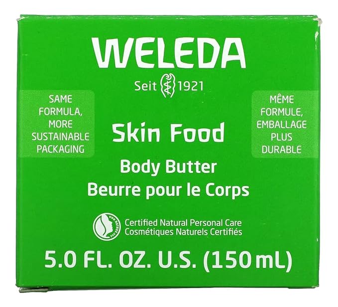 Weleda Skin Food Body Butter 5 Fluid Ounce, Sustainable Glass Jar, Plant Rich Hydrating Moisturizer with Shea and Cocoa Butter, Sweet Almond Oil and Pansy