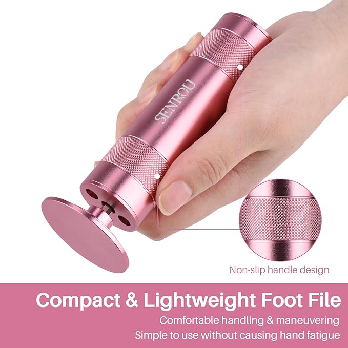 Electric Foot File Callus Remover, 2-in-1 Nail Grinder, Adjustable Speed, 60 Sandpaper Discs, Rose Gold