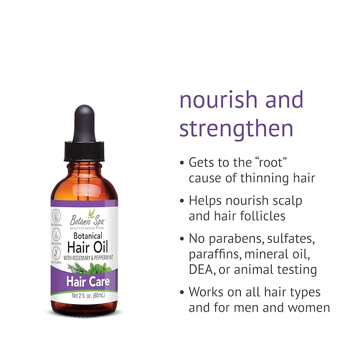 Botanic Spa Botanical Hair Oil with Rosemary and Peppermint – Nourish and Strengthen 2 fl. oz.