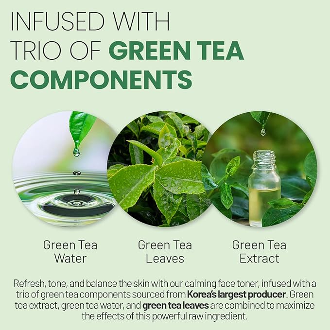 LAPALETTE Calming Green Turnover Toner | Green Tea | Hydrating & Moisturizing | Gentle Peeling with Natural Aha, Bha & PHA Ingredients | Red, Irritated Skin | Vegan | Korean Skincare 6.75fl.oz