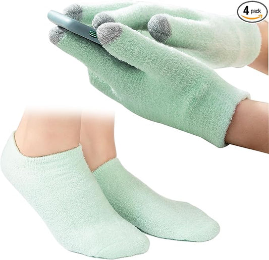 4Pcs Touch Screen Moisturizing Gloves and Socks, Spa Moisturizing Therapy Sock ＆ Glove, Soften Repairing Dry Cracked, Hands Feet Skin Care, Effective in Repair Dry and Chapped Hands and Feet Skin Care