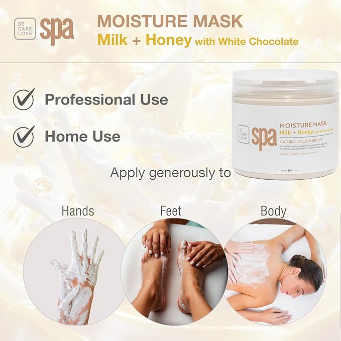 BCL SPA organic Milk and Honey with White Chocolate for hands mask, foot mask, and body mask skin care, self care spa treament for women at home , 16 oz