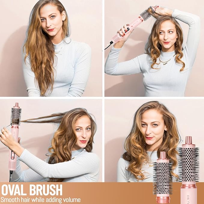 6 in 1 Hot Air Styler & Hair Dryer Brush, Multi-Styler High-Speed Negative Ionic Wrap Air Hair Styler for Curling, Fast Dry, Straightening - Versatile Hair Styling Tool at Home, Holiday Gift for Women