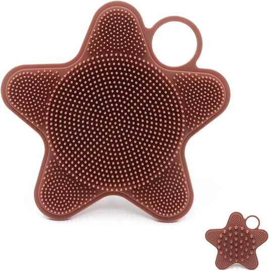 LUCKSTELLA 2 in 1 Silicone Body Scrubber, Food-Grade Silicone Body Brush for Shower, Gentle Exfoliating and Lather Well, Gentle Scrubber for Sensitive Skin, Easy-to-Clean(Coffee,1-Pack)