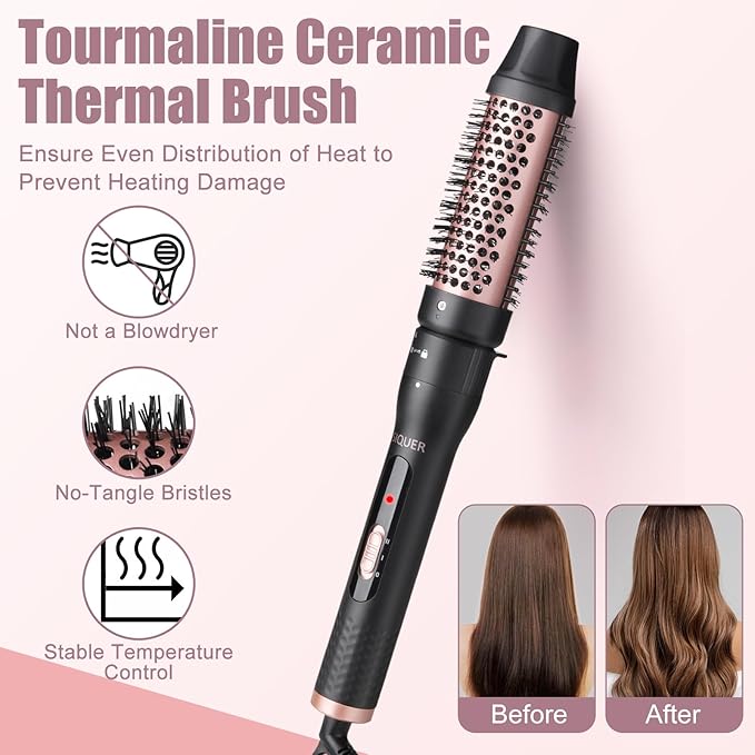 5 in 1 Curling Wand Set - SIQUER Curling Iron Set 1/2 to 1 1/4 Inch Beach Waves Wands 1 1/2 Inch Thermal Brush Fast Heating Up Hair Curlers for Women with Protective Gloves Clamps (Rose, Black)