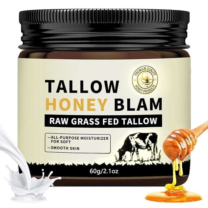 Beef Tallow for Face,Tallow and Honey Balm,Tallow Face Moisturizer Organic Grass Fed,Whole Body & Face 2.1oz Citrus Breeze