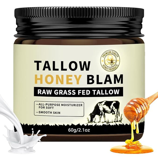 Beef Tallow for Face,Tallow and Honey Balm,Tallow Face Moisturizer Organic Grass Fed,Whole Body & Face 2.1oz Citrus Breeze