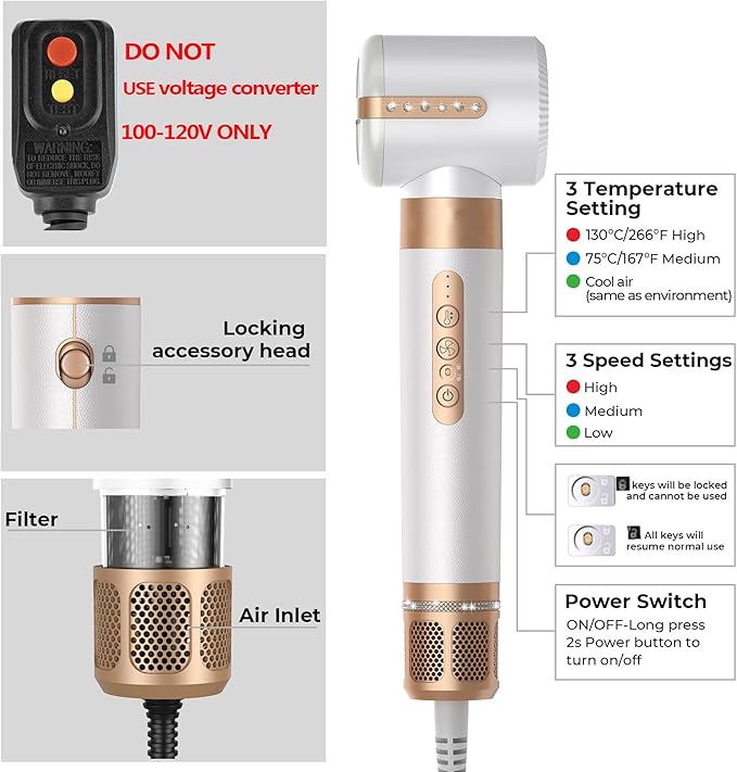 Hair Dryer Brush 7 in ONE, Powerful Blow Dryer Brush with Air Curler for Hair, Brush Blow Dryer with Diffuser, Ionic Hot Air Brush Fast Dry, Volumize, Curls, Straight, Hair Styling Tools 100-120V