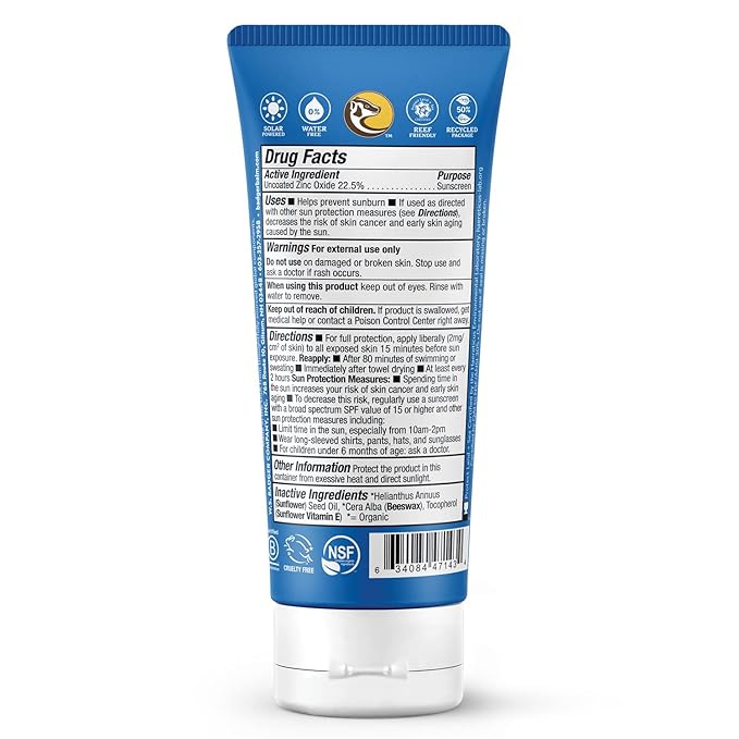 Badger Reef Safe Sunscreen, Unscented SPF 40 Sport Mineral Sunscreen, 98% Organic, Water Resistant Zinc, Approved for Hawaii & Mexico Reefs, 2.9 fl oz