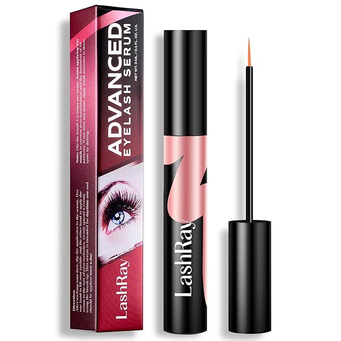 Advanced Lash Serum for Eyelash Growth: LashRay Renewing Eye Lash Enhancing Serum to Grow Longer Thicker Natural Eyelashes for Women, 0.1 oz